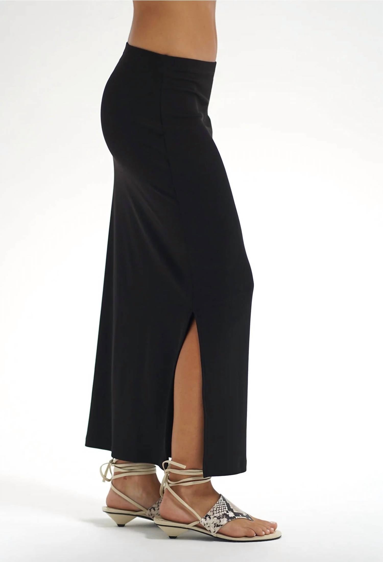 LNA Slater Skirt in liquid onyx - women's skirt - detail view