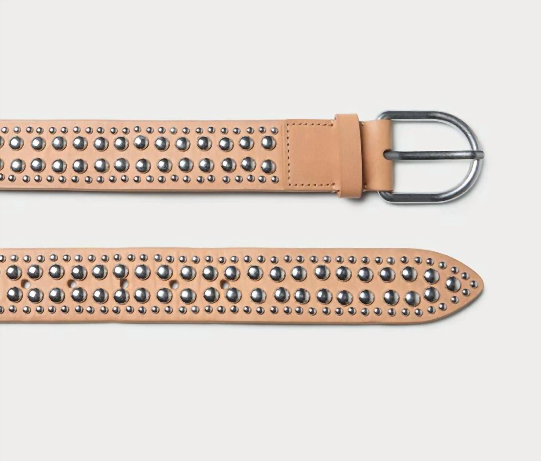 Loeffler Randall Women's Isaac Studded Belt in honey silver - women's accessory - detail view