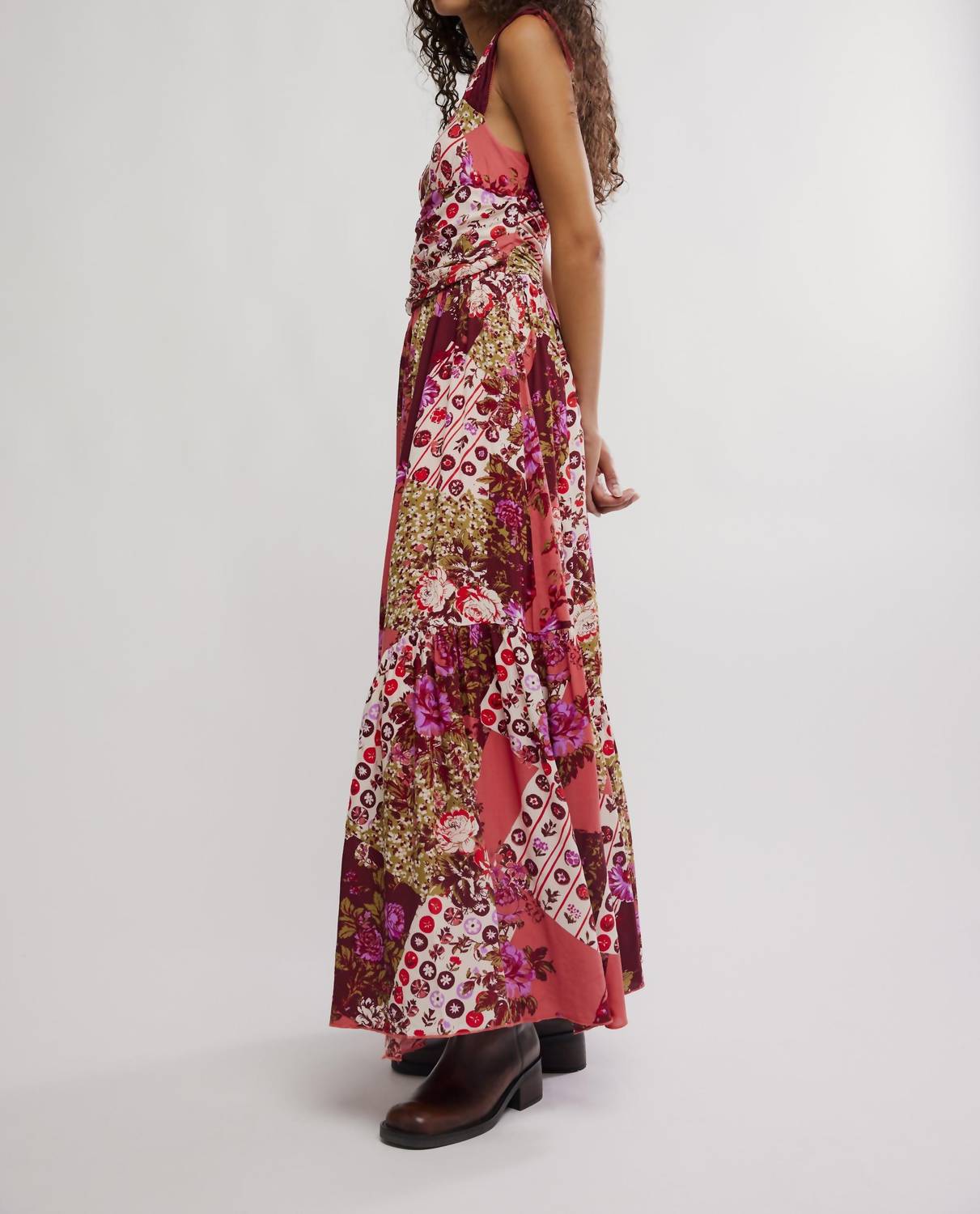 Free People Sasha Maxi Dress in strawberry combo 1 - women's dress - detail view