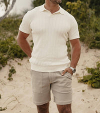 The Normal Brand Robles Textured Polo in ivory - men's shirt