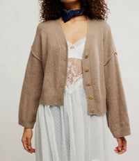 Free People Cool Of The Night Cardigan in mocha melange 1 - women's cardigan
