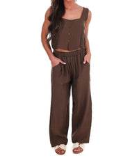 Blu Pepper - Breezy Escape Square Neck Top And Wide Leg Pants Two Piece Set