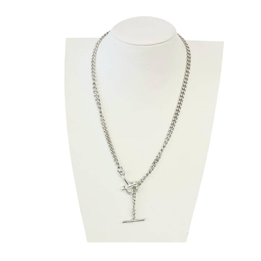Yochi - Women's Classic Y Chain Necklace With Horse-bit Toggle