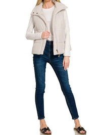 Zenana - High Neck Zip-up Puffer Vest