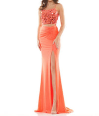 COLORS DRESS Two Piece Mosaic Top Gown in orange - women's dress