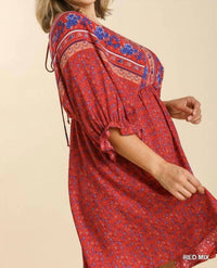 Umgee - Mixed Print Bohemian Dress - Plus
