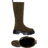 Farm Rio - Women's Embroidered Suede Tall Knee High Lug Sole Boots