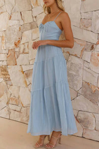 Anna-Kaci - Spaghetti-strap Tiered Maxi Dress