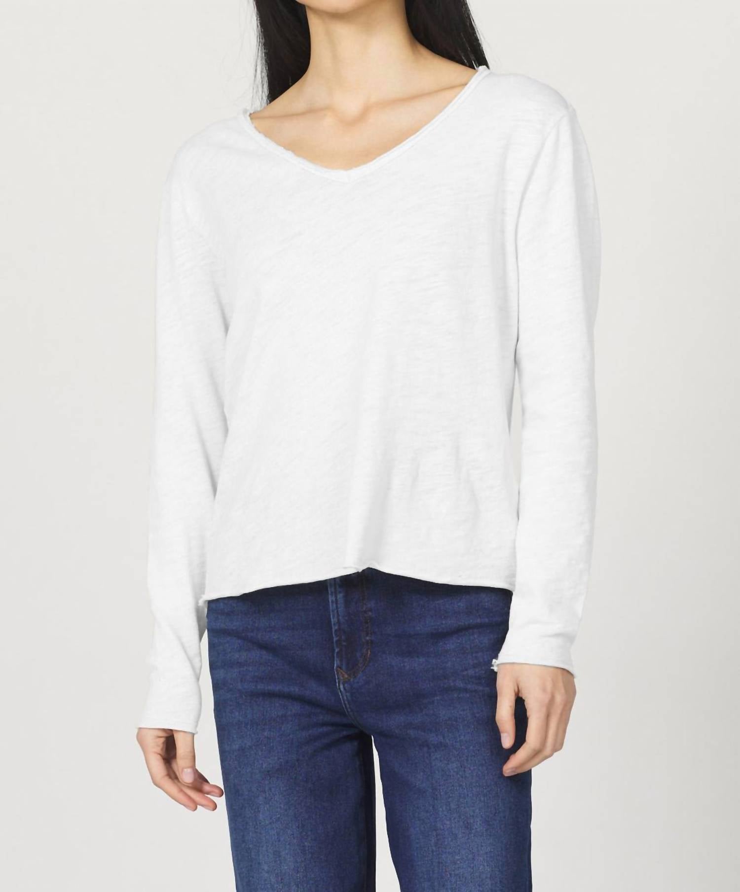 DEAR JOHN DENIM Vanya Long Sleeve Tee in white - women's long sleeve top
