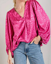Ee:Some - Madison Satin Animal Print Blouse