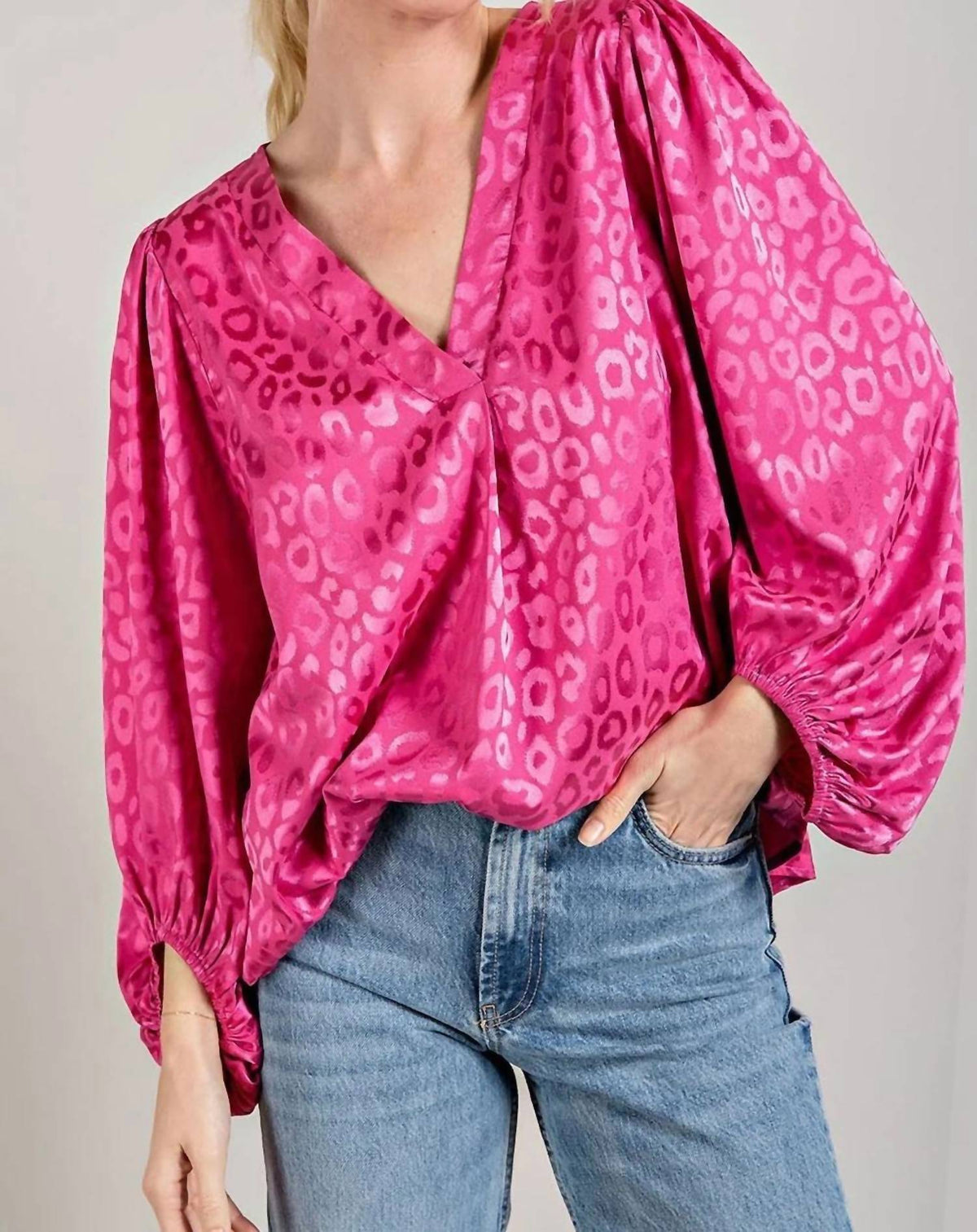 Ee:Some - Madison Satin Animal Print Blouse