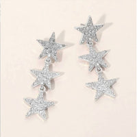 Sensibling Corp - Women's Triple Rhinestone Star Drop Earrings