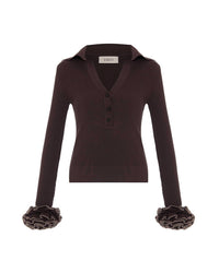 Theo The Label - Women's Nomia Ruffle Sleeve Johnny Sweater