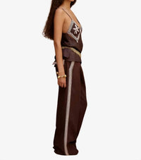 ALEMAIS Leandra Corded Cami Top in chocolate - women's shirt - detail view