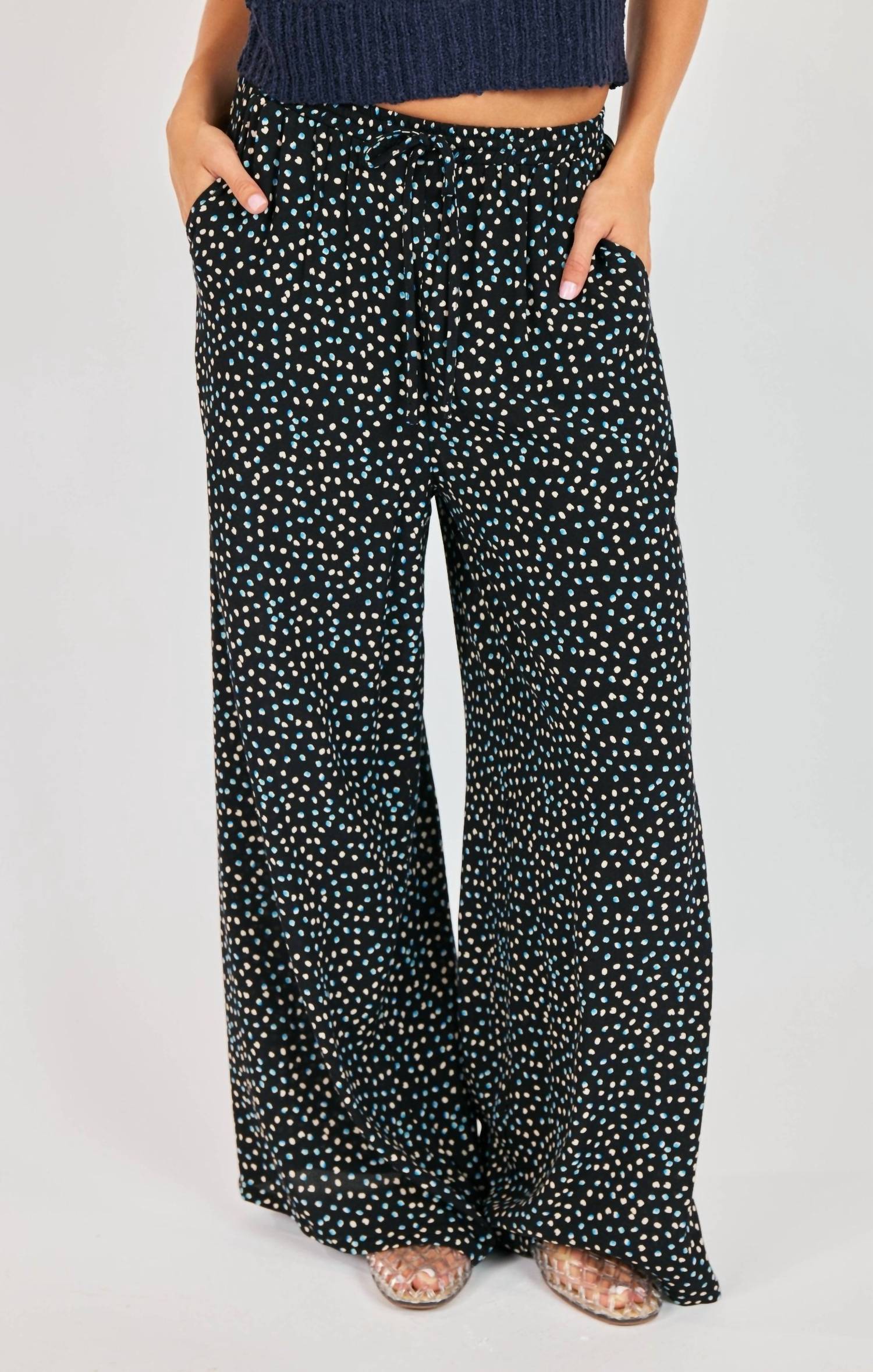 Sadie & Sage - New Romance Wide Leg Polka Dot Drawstring Pants