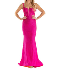 Sherri Hill Corset Top Embellished Dress in bright fuchsia - women's dress