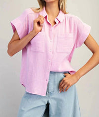 Ee:Some - Gauze Button Top