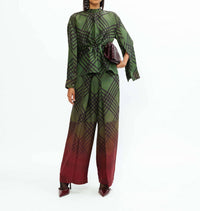 LOVEBIRDS Plaid Top in hunter green tartan - women's blouse