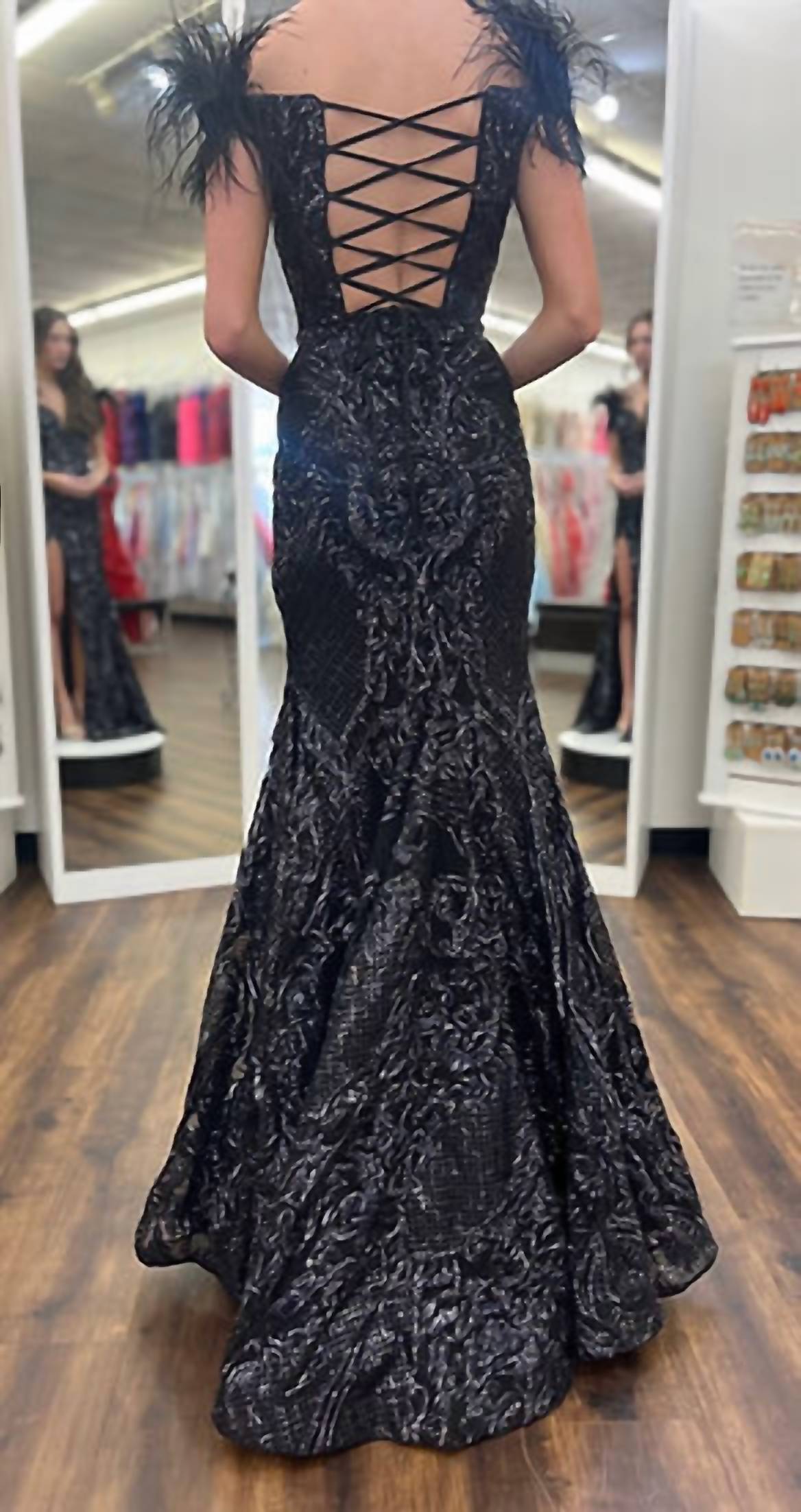 Ava Presley - Sequin Gown With Feather Details