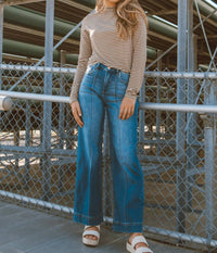 RISEN Pintuck Ankle Jeans in blue - women's jeans