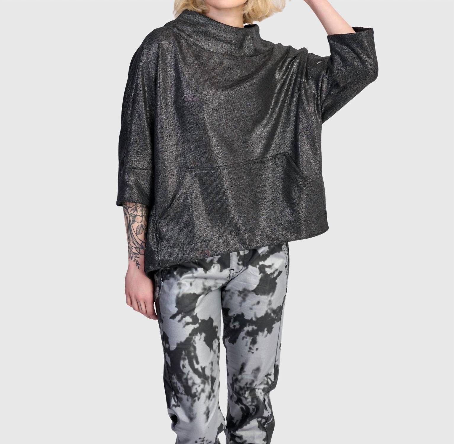 ALEMBIKA Roxy Pullover Top in silver - women's blouse - detail view