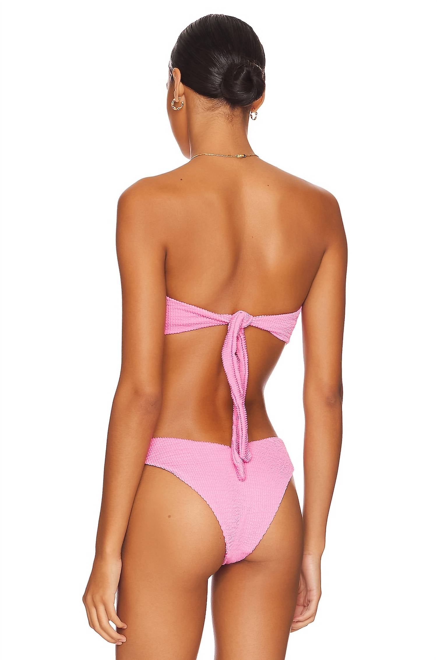 WE WORE WHAT U-ring Bandeau Top in bubblegum pink - women's swimwear - detail view