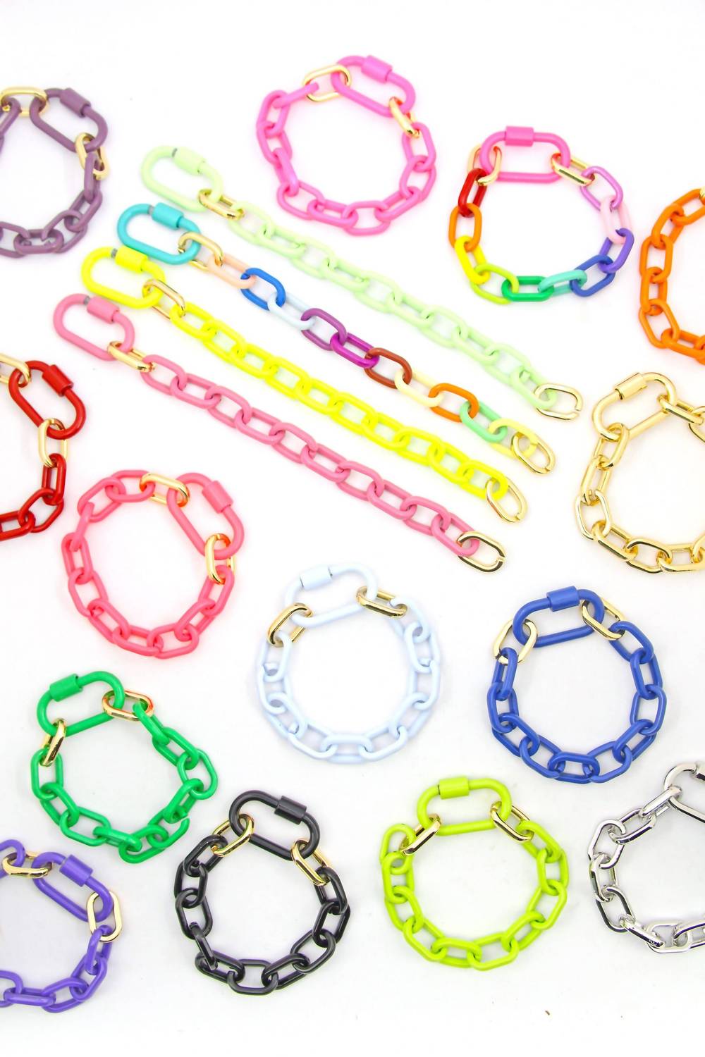 Woman Shops World - Women's Neon Rainbow Luxe Link Enamel Chain Bracelet