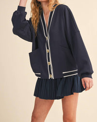 Klesis Knit Cardigan And Skirt Set in navy - women's skirt - view 7