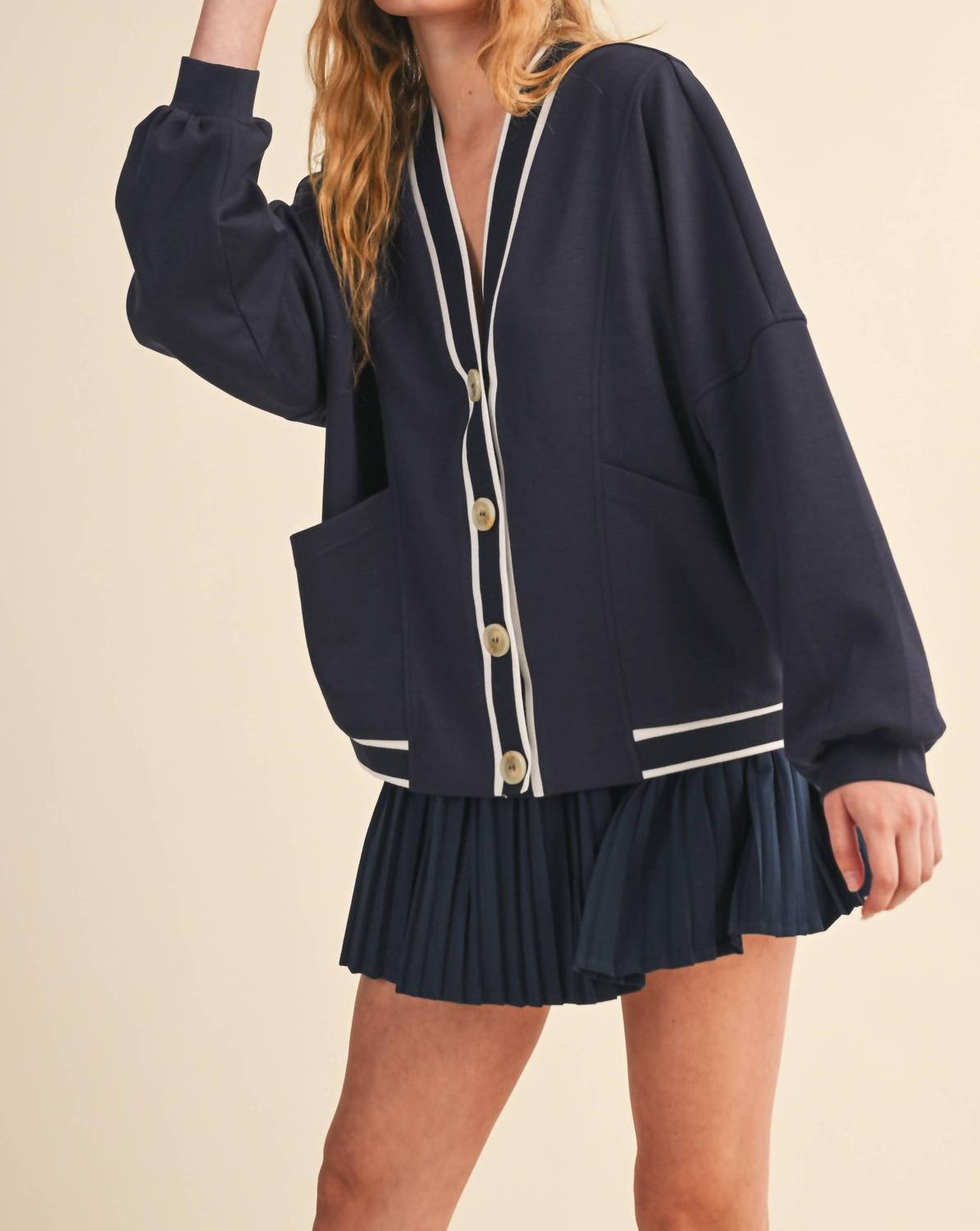 Klesis Knit Cardigan And Skirt Set in navy - women's skirt - view 7