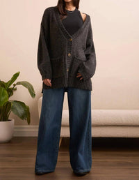 Tribal - Blue Thred Oversize Sweater Cardigan