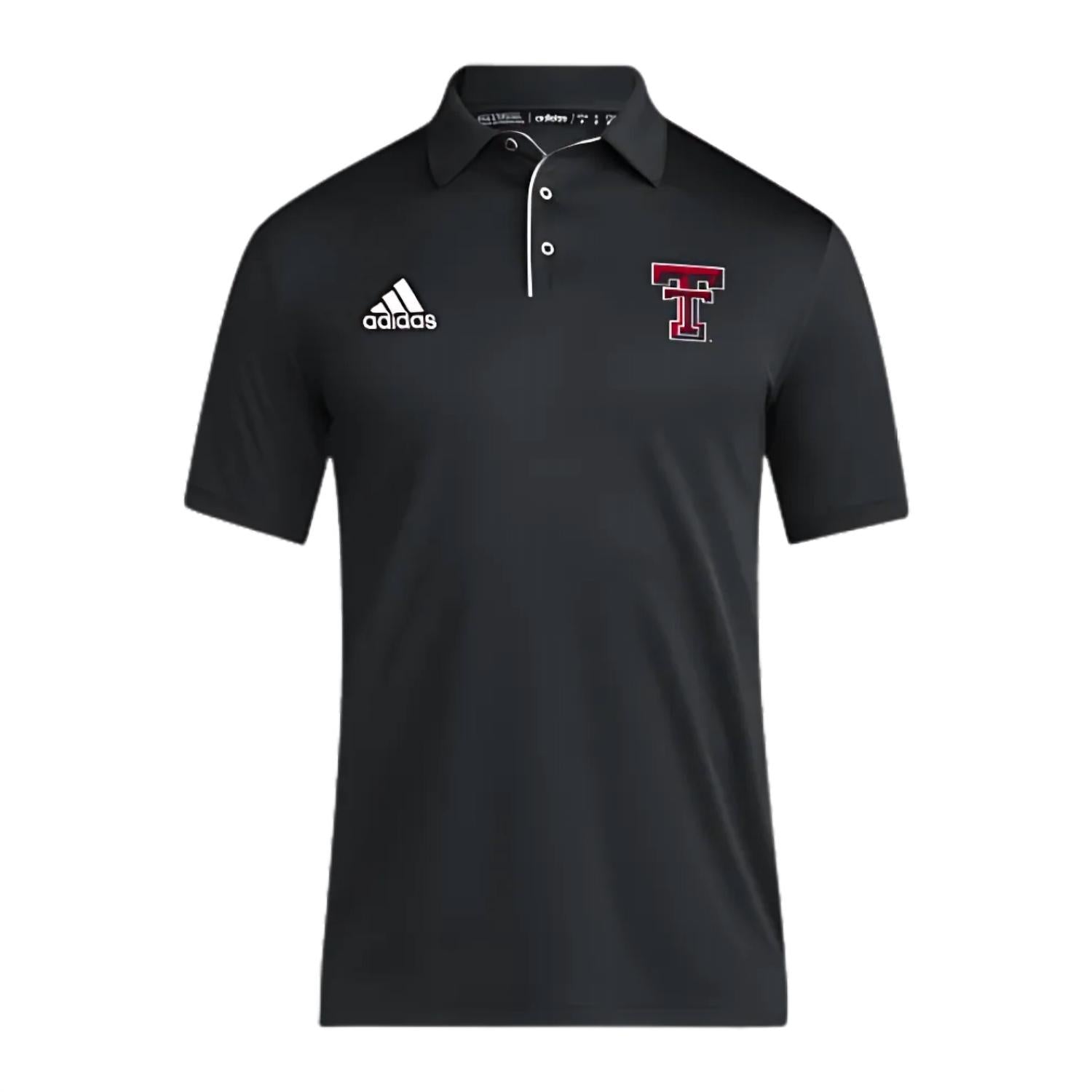 adidas Men's Texas Tech Coaches Aeroready Polo in black - men's shirt