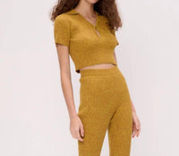 Another Girl - Space Dye Rib Keyhole Polo Top