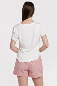 Another Love Lilo V-neck Top in white - women's t-shirt - detail view