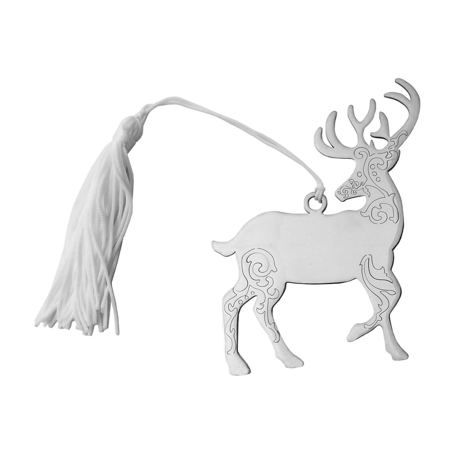 Creative Gifts International - Scroll Reindeer Ornament with White Tassel