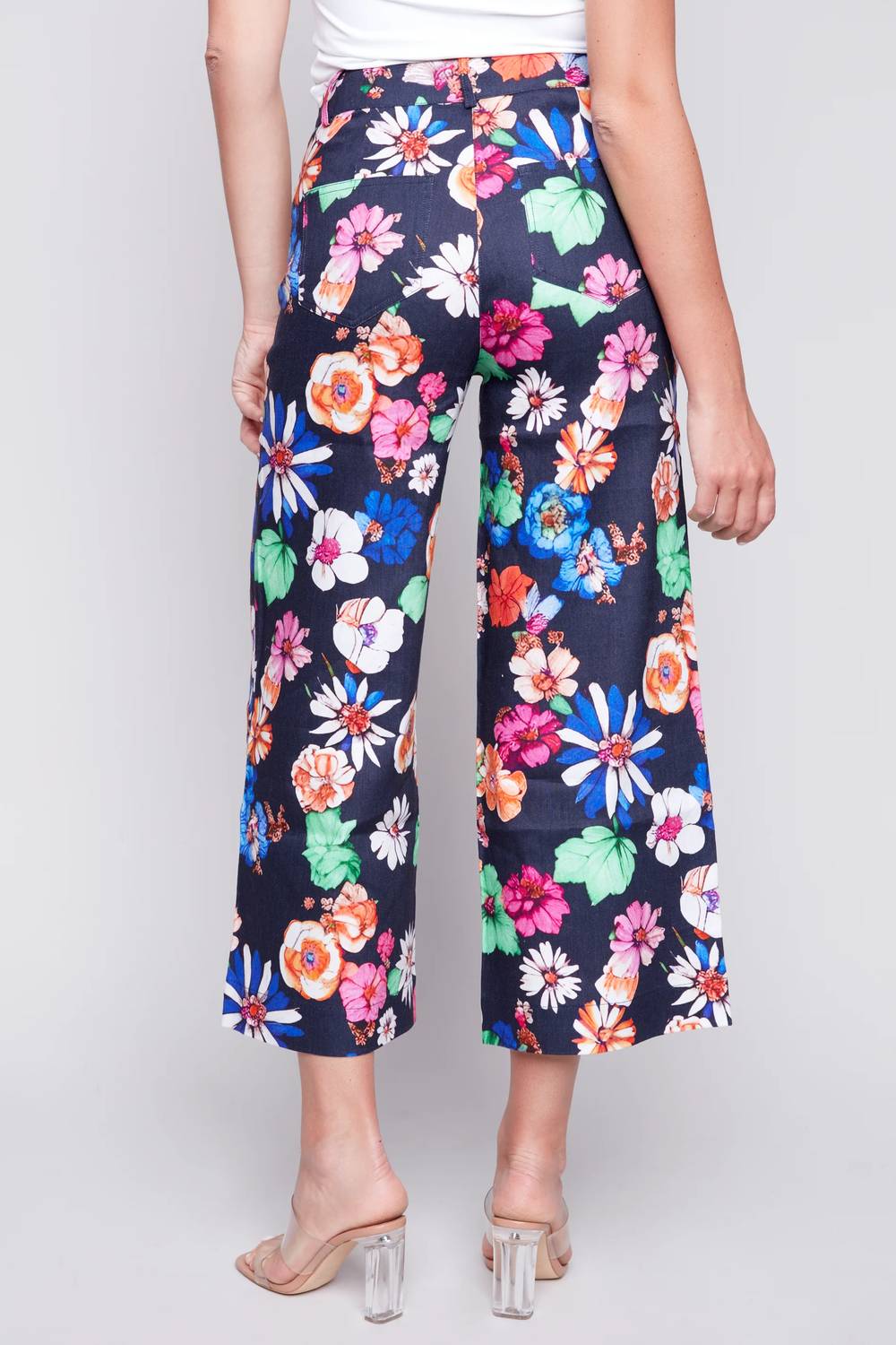 CHARLIE B Floral Wide Leg Pant in gardenia - women's pants - detail view