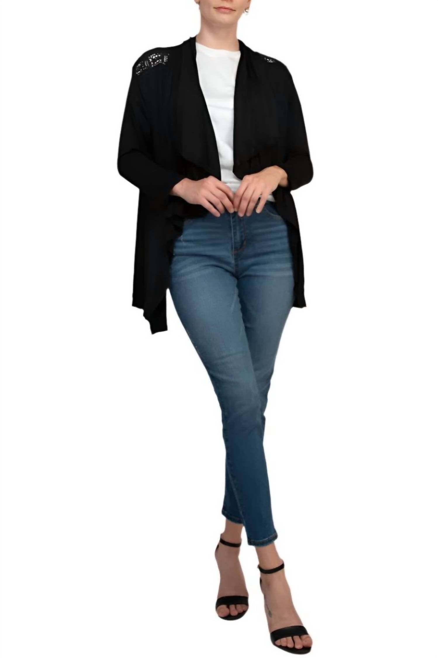 Anne Rose - Sequined Long Sleeves Cardigan
