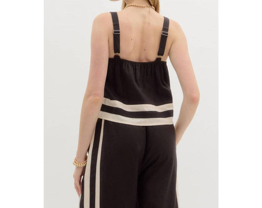 Style Usa - Solid Adjustable Wide Shoulder Strap Top