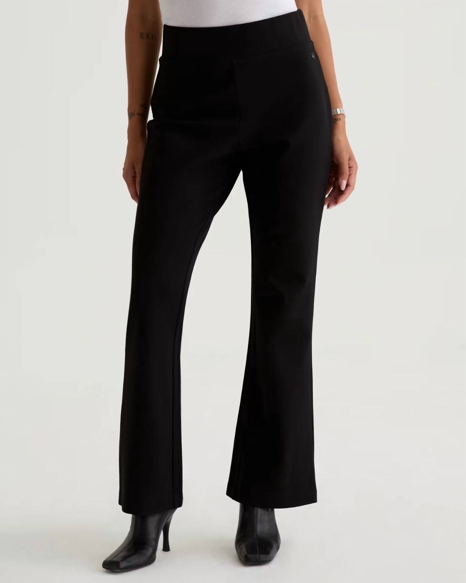 AG Jeans Salma 360 Pull On Flare Pant in black - women's pants - detail view