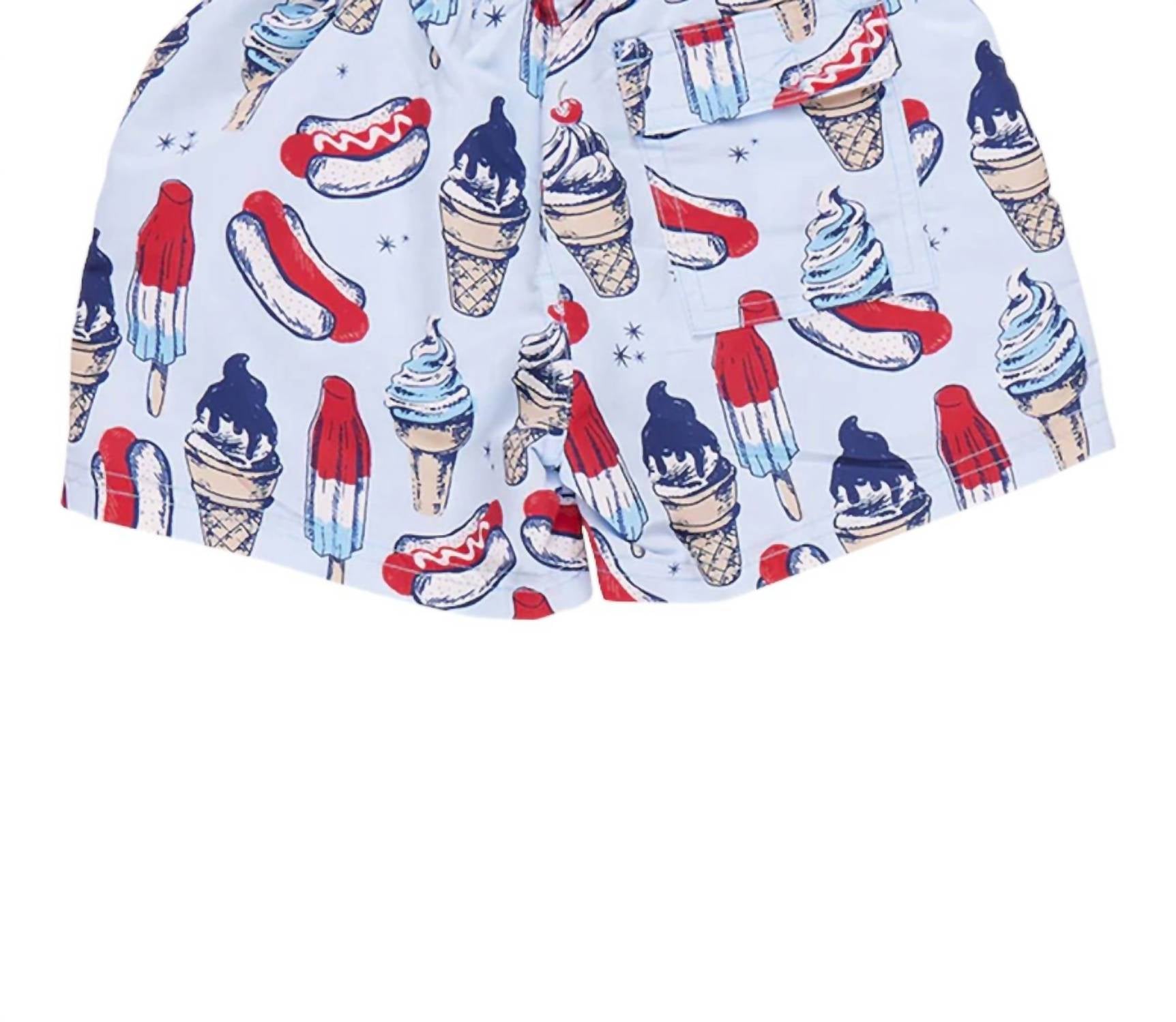 Pink Chicken - Boy's Summer Treats Swim Trunks