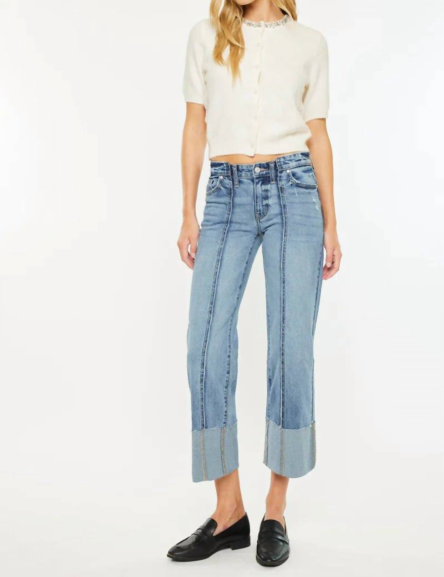Kancan - Margret Mid Rise Cropped Wide Leg Jean