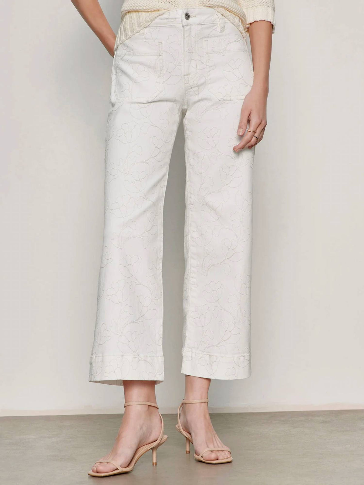 Sanctuary - Embroidered Marine Crop Wide Leg Jeans