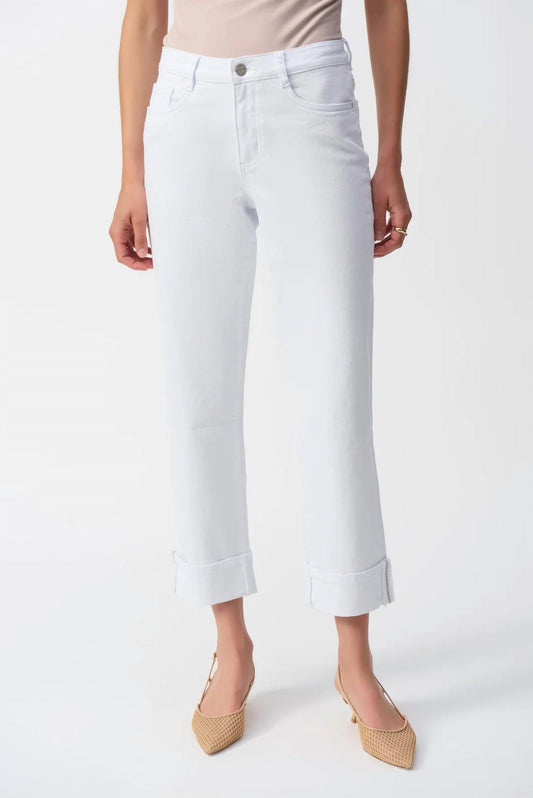 Joseph Ribkoff - Turned Embellished Hem Slim Fit Cropped Jeans