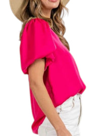 Ee:Some - Bella V-neck Puff Top - Plus