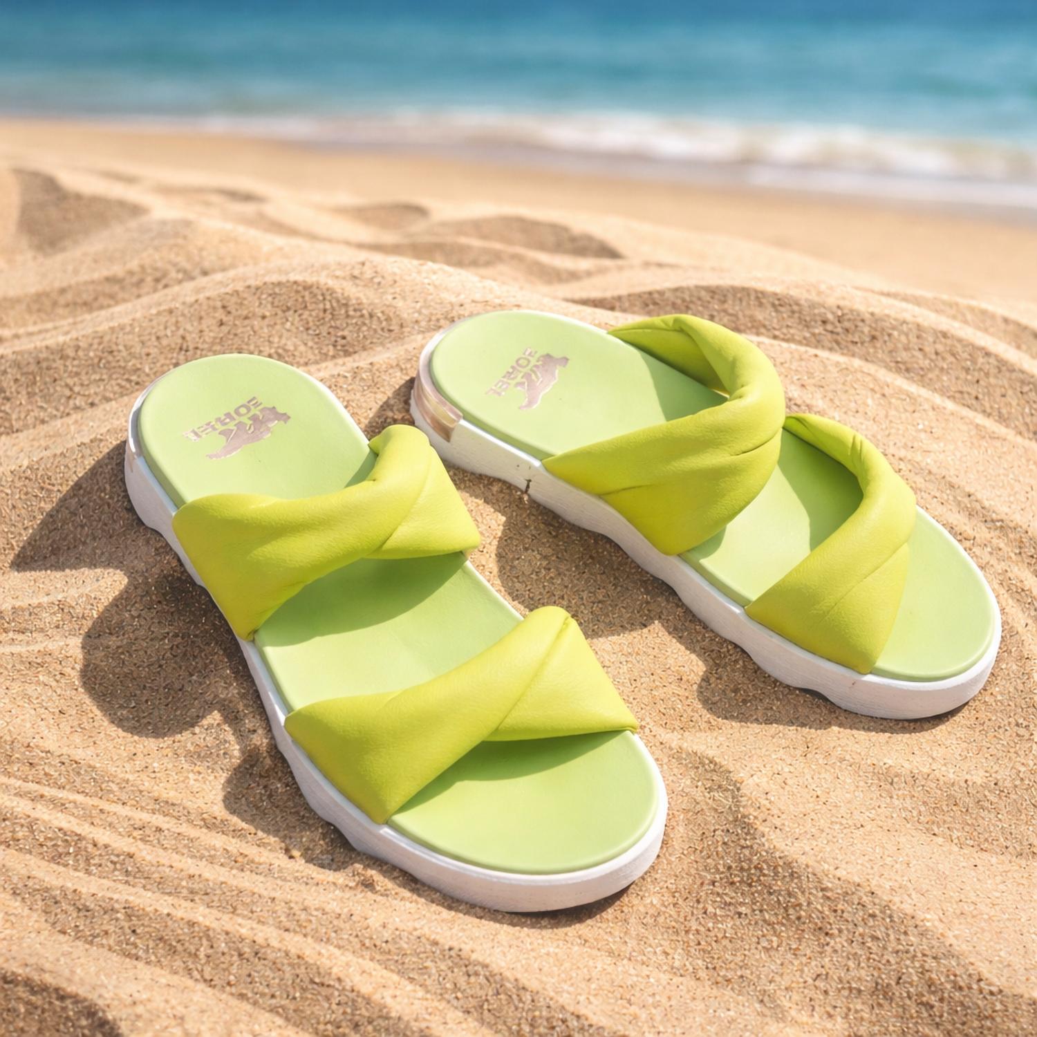 SOREL WOMEN'S VIBE TWIST SLIDE in luminous lime whitened pink - women's sandal