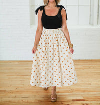 Jacquie The Label - Golden Polka Dot Midi Skirt