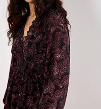 Apricot - Batik Paisley Ruffle Detail Dress