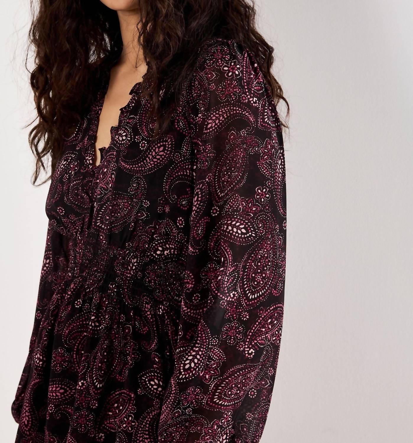 Apricot - Batik Paisley Ruffle Detail Dress