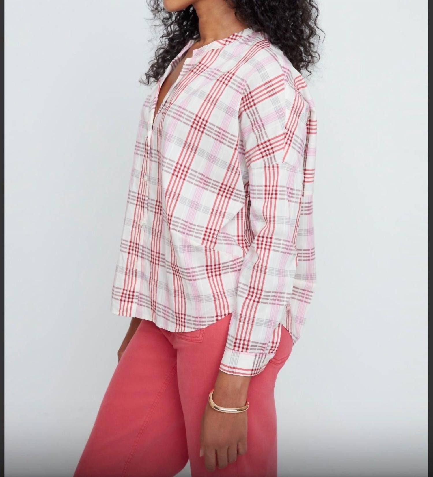 Renuar - Rosy Plaid Breeze Blouse