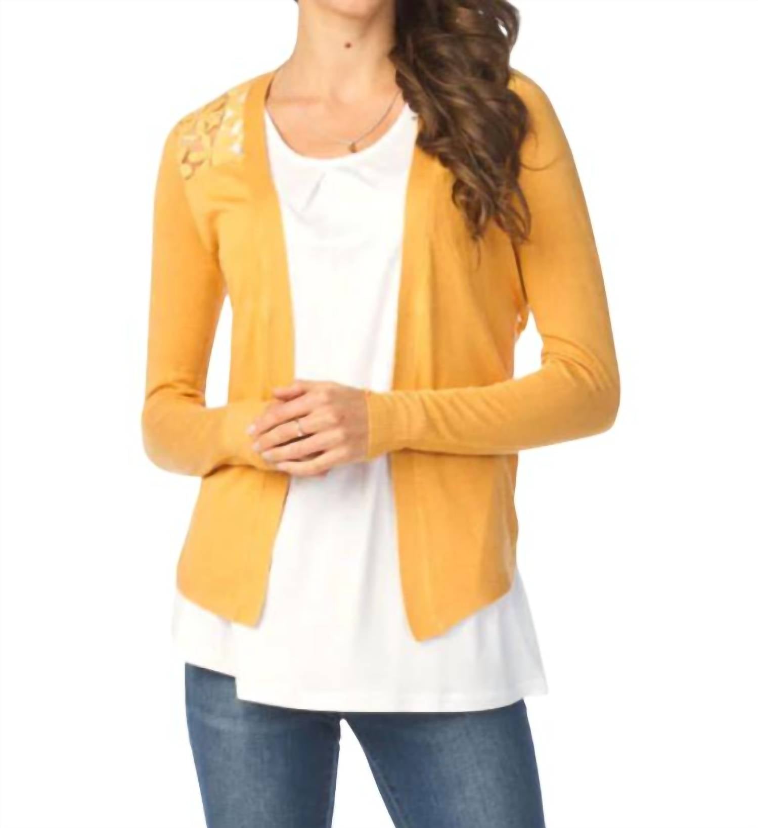 Papillon - Lace Back Long Sleeve Waterfall Cardigan