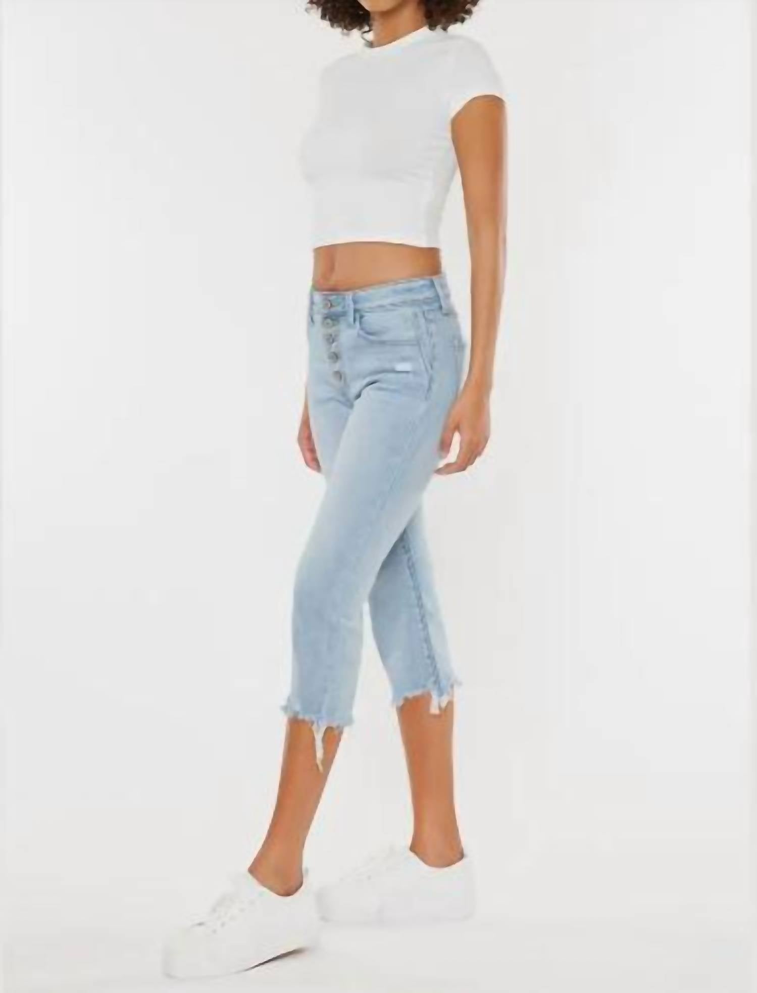 KanCan High Rise Capri Jeans in light stone wash - women's pants - alternate view